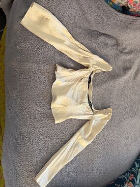 Cream Long Sleeve Square Neck Crop Top